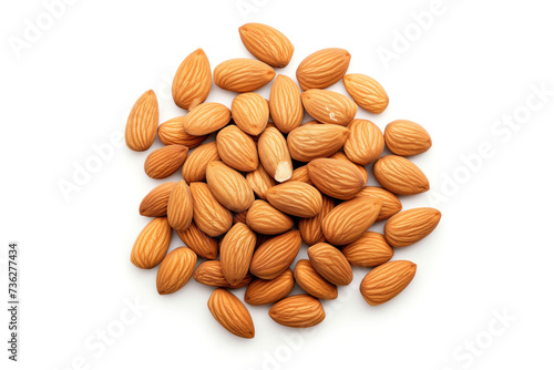 Almonds heap on isolated white