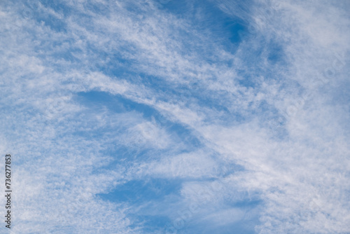 Blue sky with white light abstract clouds. Clouds in sky, natural background