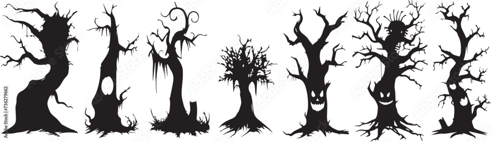Set Trees. Hand drawn vector illustration Set Trees. Hand drawn vector illustration