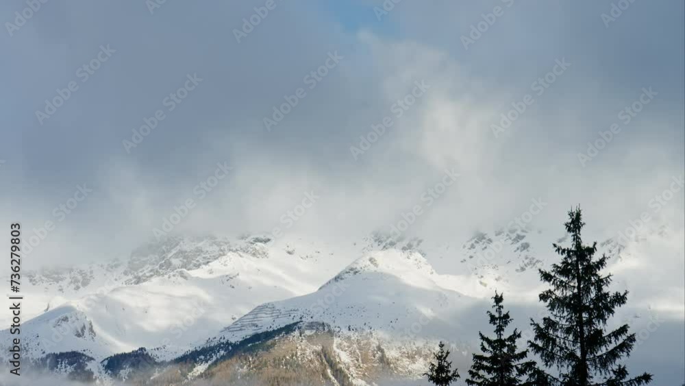Timelapse Clouds Soaring Over Snowy Mountains Timelapse Clouds Soaring Over Snowy Mountains