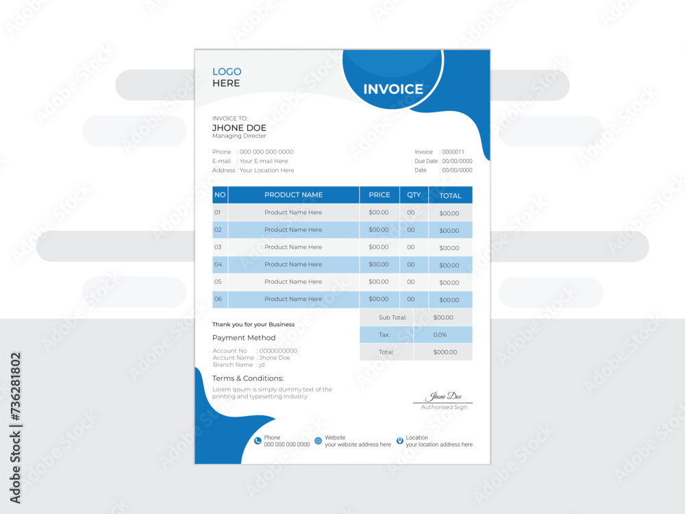 New Business transaction invoices Design