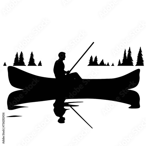 silhouette of fisherman with rod