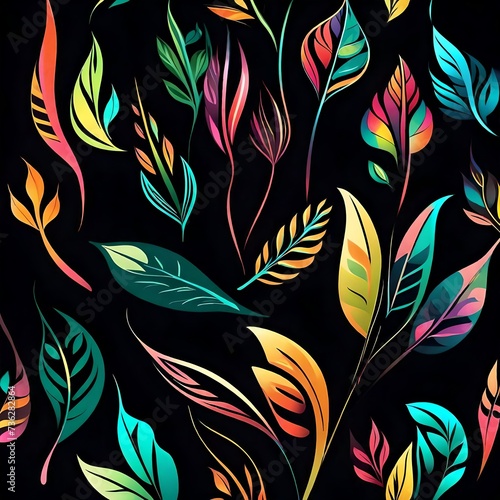 vector logo of leaf colorfull isolated on black background