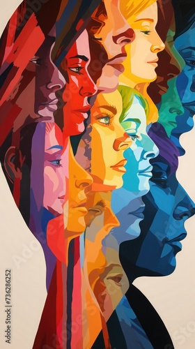 Wallpaper Mural rainbow, multi-colored silhouettes. people of different ethnicities and cultures stand side by side together Torontodigital.ca