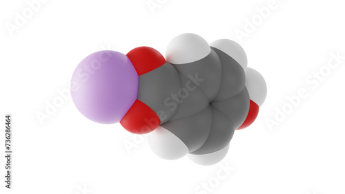 sodium methylparaben molecule, food preservative e219, molecular structure, isolated 3d model van der Waals photo