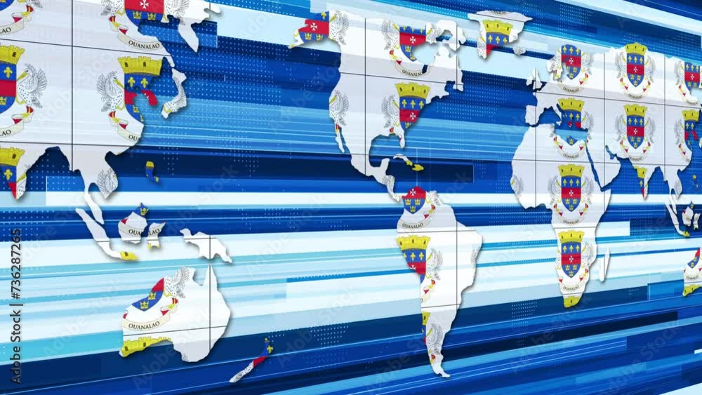 Saint Barthelemy national flag motion news background animation Stock