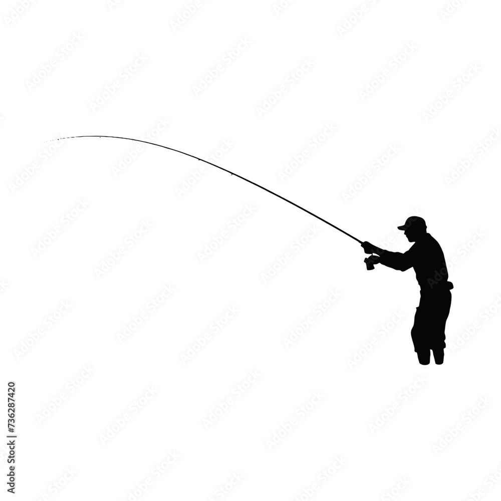 Obraz premium silhouette of fisherman with rod