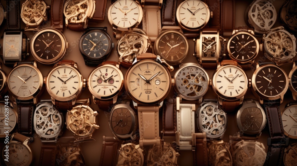 The background of many watches is in Brown color. The background of many watches is in Brown color.