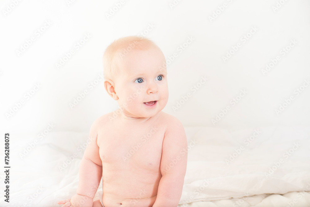 portrait of a cute baby in a diaper portrait of a cute baby in a diaper