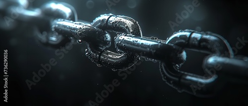 Portrait of metal chain in dark backdrop representing the bonding with space, Generative AI.