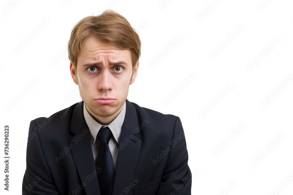 Businessman's concern on white Businessman's concern on white