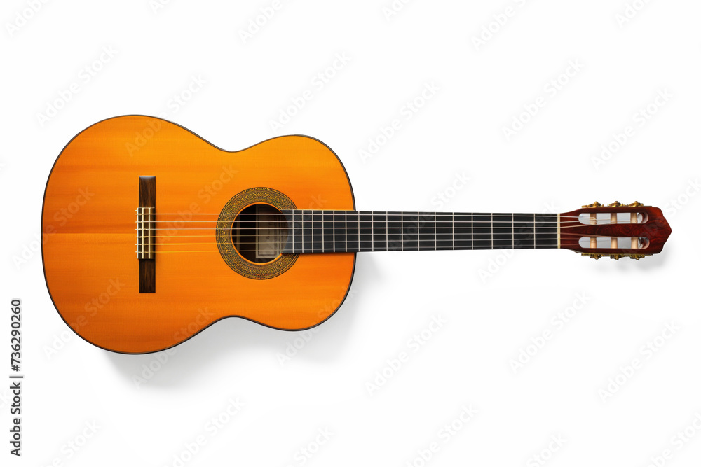 Fototapeta premium Classic wooden guitar on white