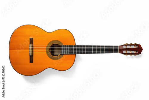 Classic wooden guitar on white