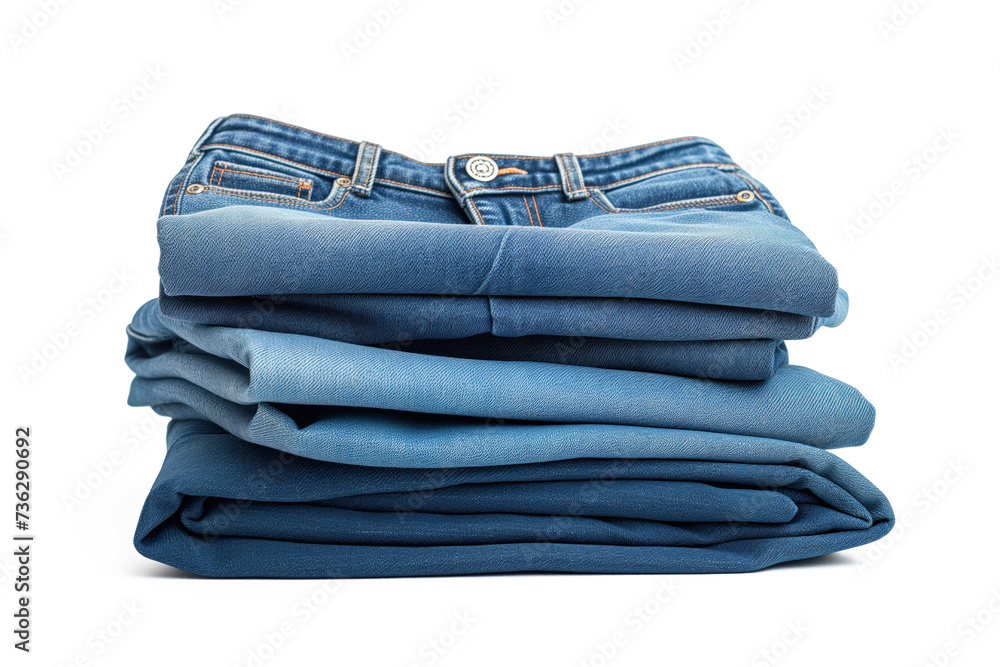 Folded jeans stack isolated Folded jeans stack isolated