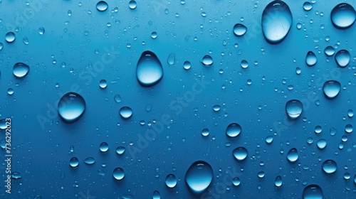The background of raindrops is in Blue color