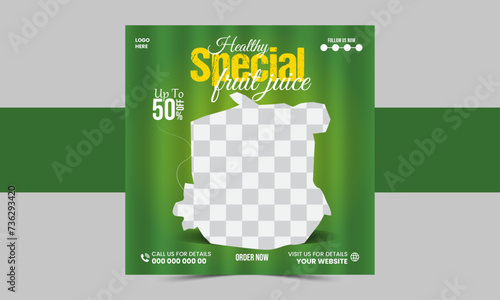 pizza square banner for restaurant or café. Food social media post banner design.