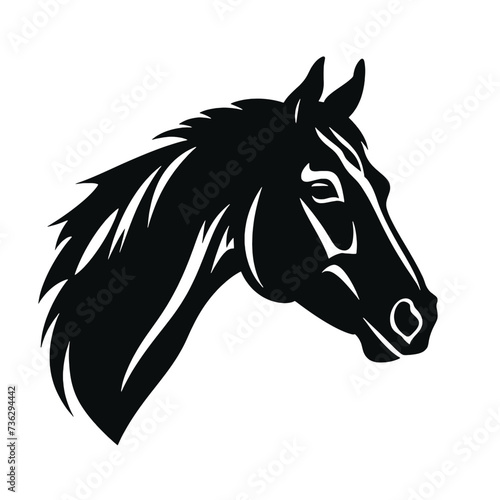 Fototapeta Naklejka Na Ścianę i Meble -  Horse head silhouette icon in black color. Vector template.