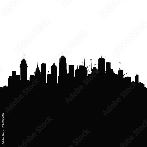 
Silhouette of city with black color on white background photo