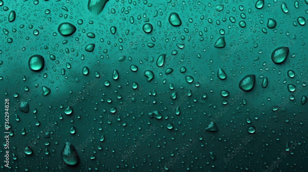  The background of raindrops is in Teal color.