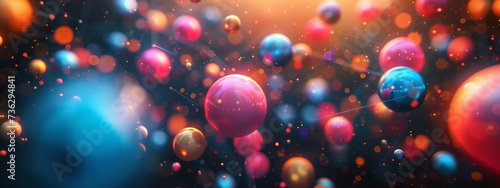 Nebula Orbs Floating in Deep Space. Colourful nebula orbs suspended in space.