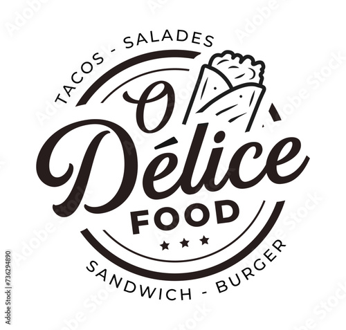 Logo O délice food. Identité pour restaurant tacos kebab.