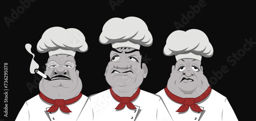 Tonton flingueurs en pizzaiolo. Mafia italienne caricature en chef cuisinier.