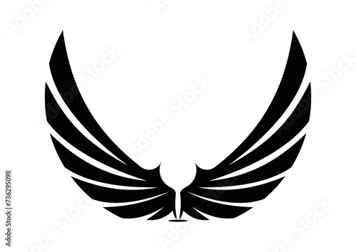 Logo d'un verre de vin avec des grande ailes. Icône minimaliste et design.