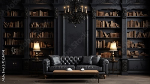  The background of the bookcases is in Black color.