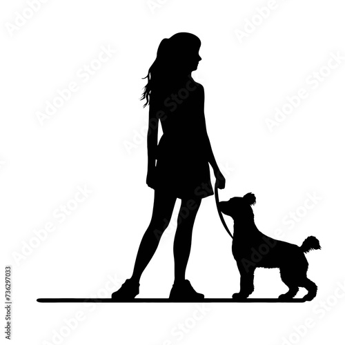 
Silhouette of a girl with a small dog.