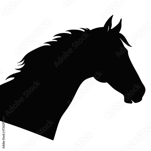  Horse head silhouette icon in black color. Vector template. 