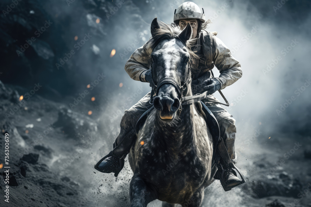 a astronaut is riding on a horse on the moon surface
a astronaut is riding on a horse on the moon surface