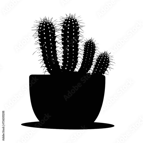 Black cactus plant silhouette