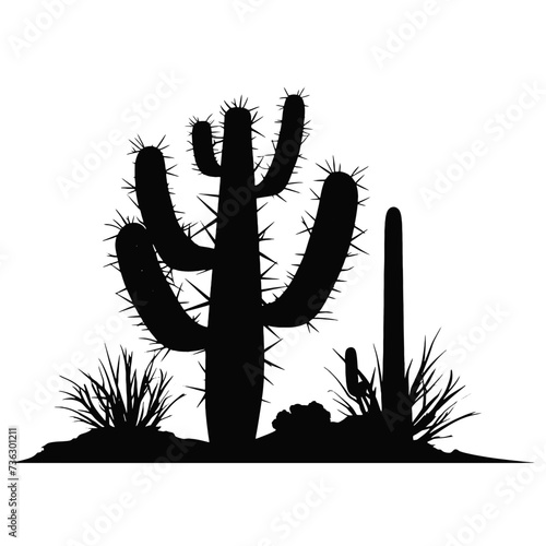 Black cactus plant silhouette