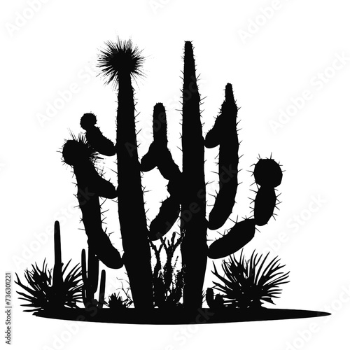Black cactus plant silhouette