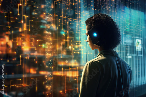 Wallpaper Mural machine learning algorithms illustration, uhd, futuristic data collecting, bokeh lighting Torontodigital.ca