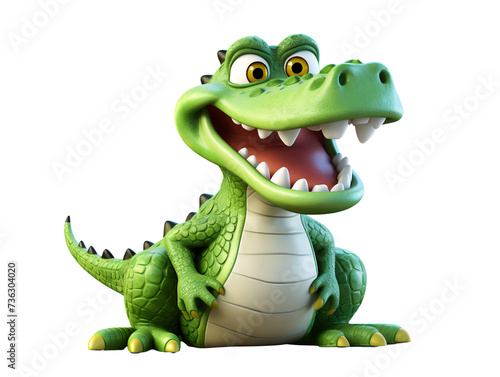 Cartoon Crocodile  isolated on a transparent or white background