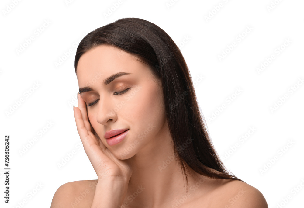 Portrait of attractive young woman on white background Portrait of attractive young woman on white background