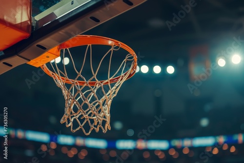 Pro basketball hoop in arena