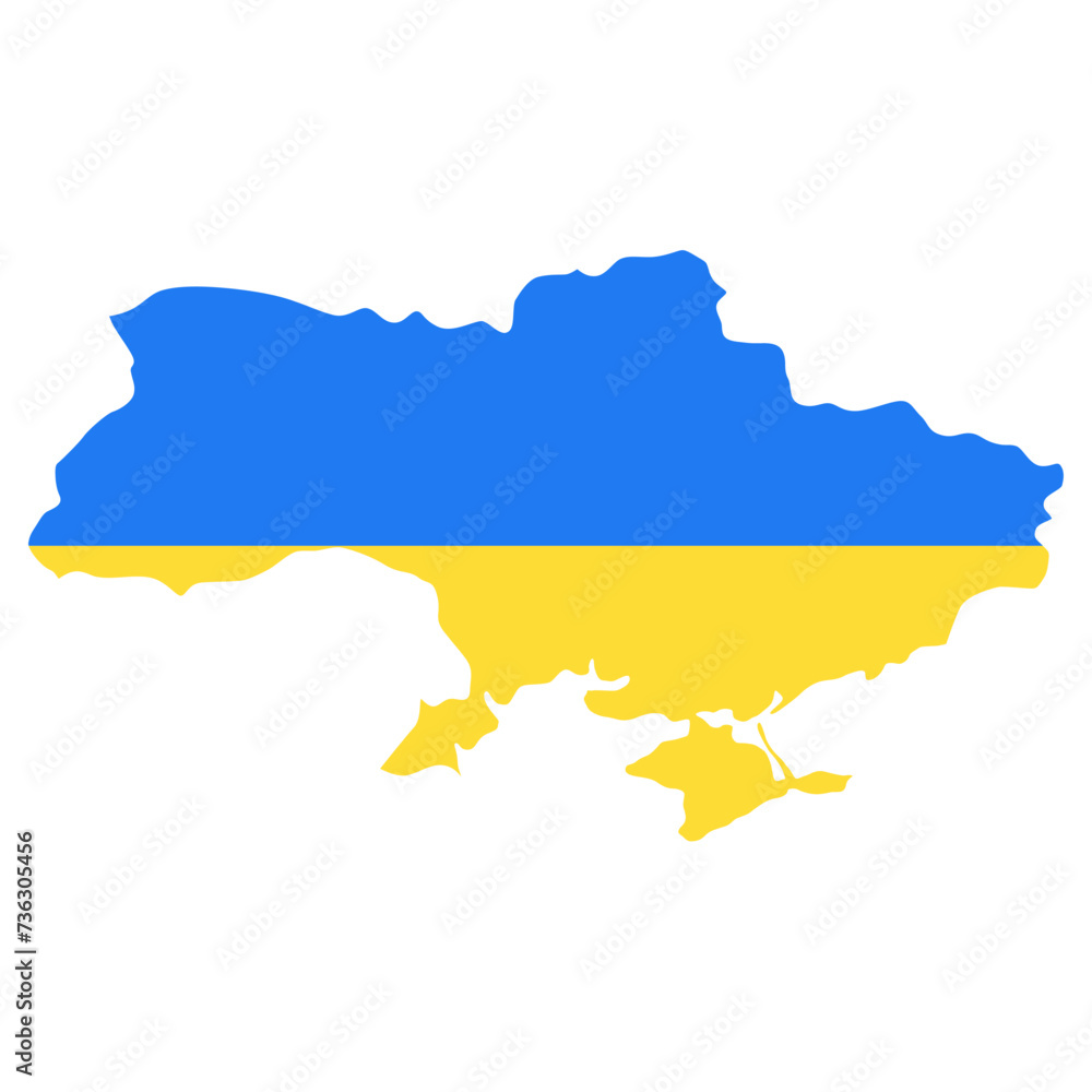 Obraz premium Vector illustration of map of Ukraine with a flag of Ukraine. Banner for Ukraine support. No to war. Stand with Ukraine, help Ukrainian.