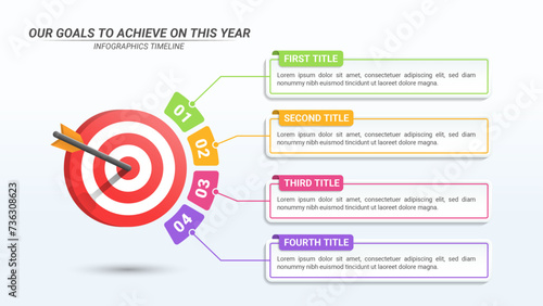 Goals to Achieve Infographic with 4 Options and Editable Text on a 16:9 ratio for Business Plans, Goals, Targets, and Website Design.