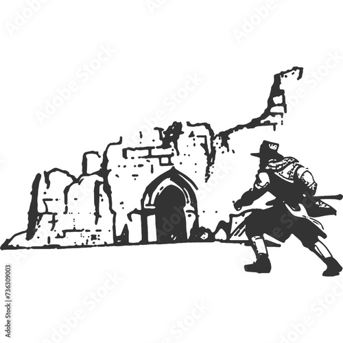 Narrow Escape Vintage Illustration Vector