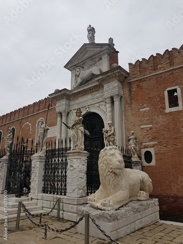 Lion and other sculptures near Arsenale in Venice