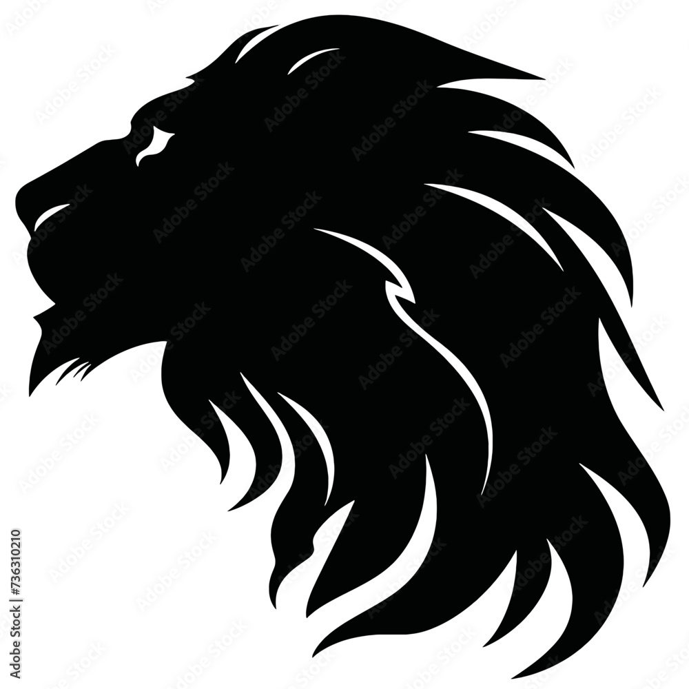 Fototapeta premium Lion Face, Silhouettes Lion Face SVG, black and white lion vector