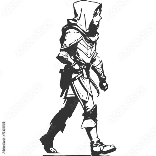 In Pursuit Vintage Illustration Vector