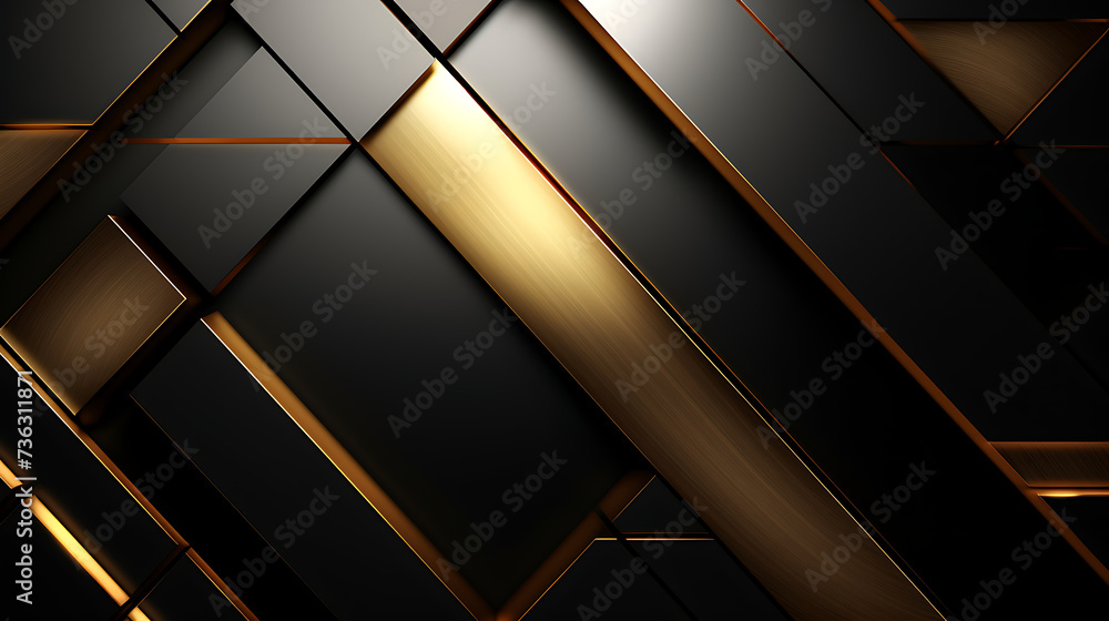 Abstract luxury background of metal with black and gold color - obrazy, fototapety, plakaty 