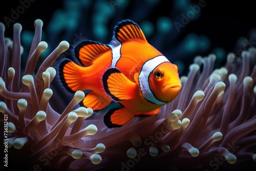 a Clownfish Fish in the deep of sea