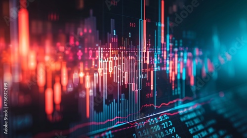 Market stocks or currency trading graph and candlestick chart ideal for financial investing. Economic trends backdrop for business concept and artwork design.