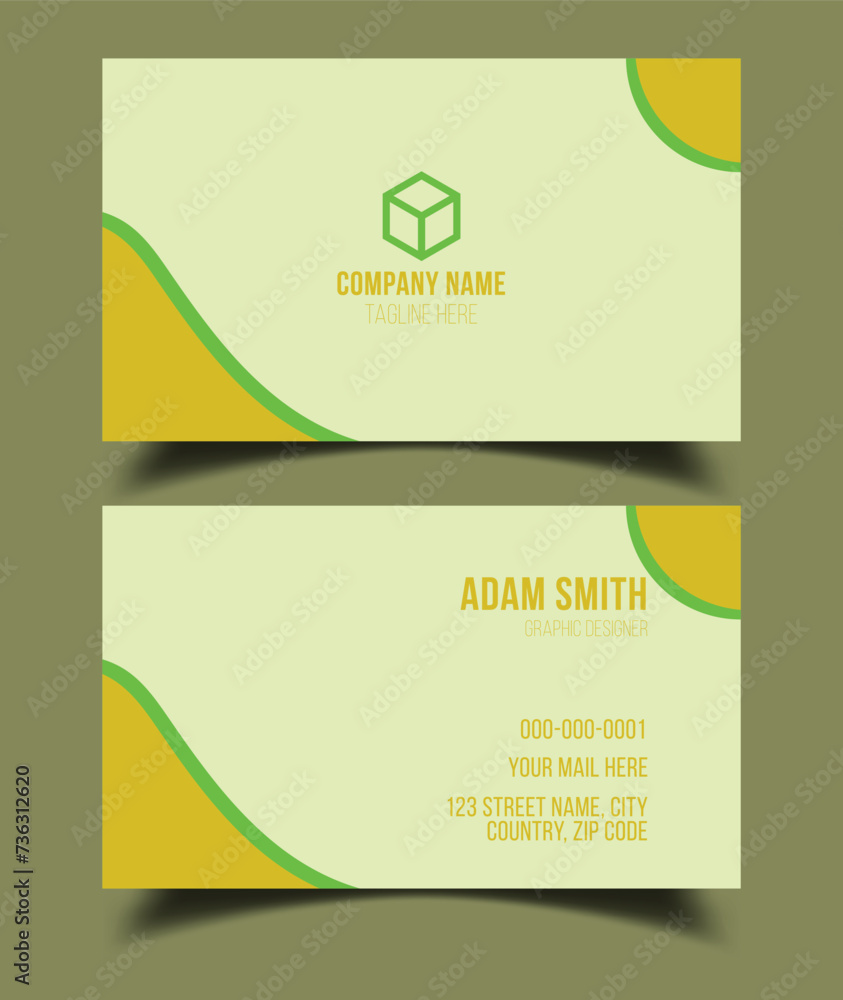 Fototapeta premium Creative premium double vector flat business card template design. 