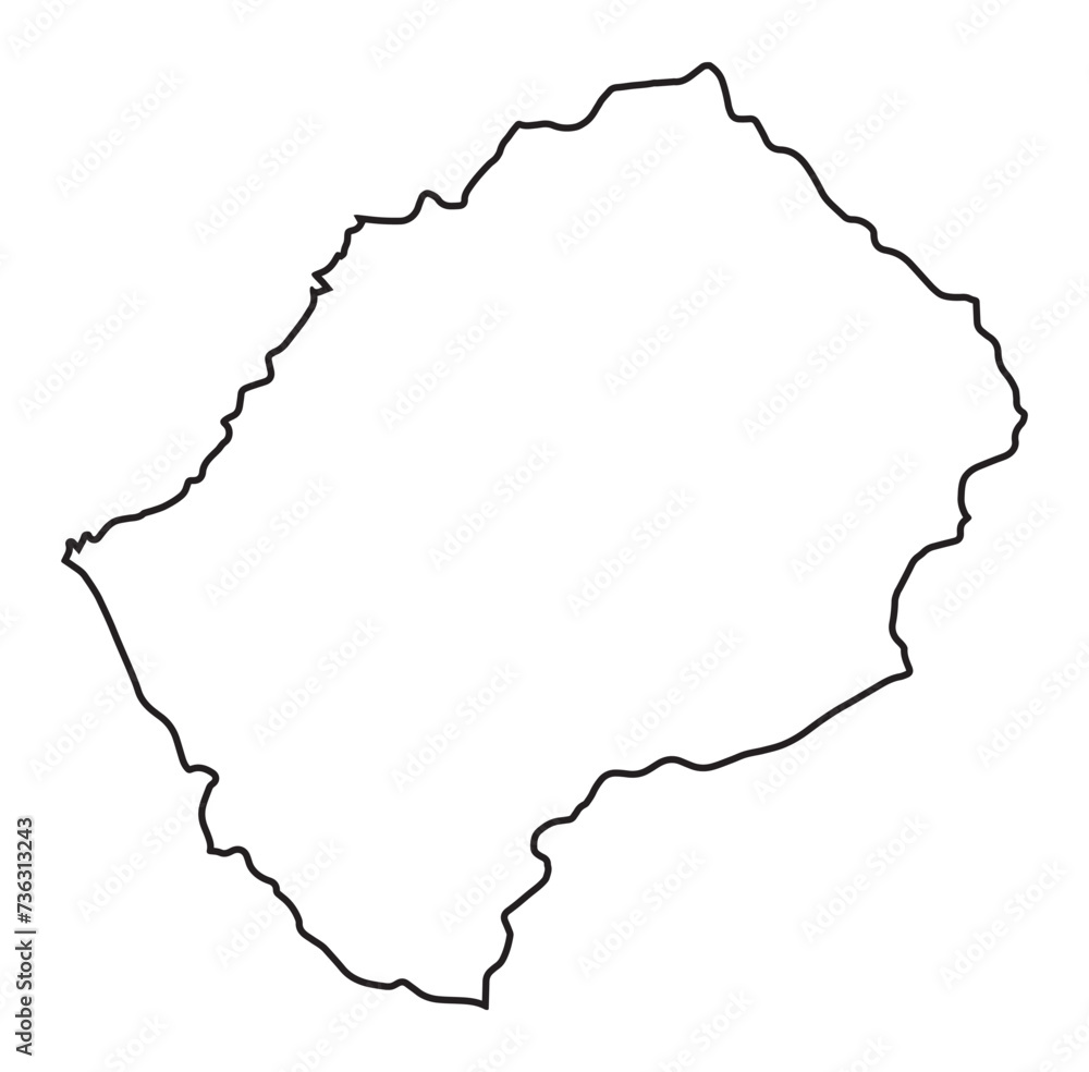 Lesotho Silhouette Map Outline