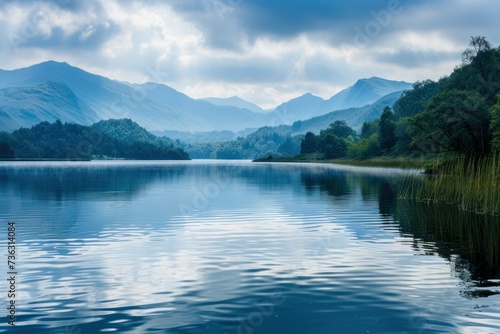 Shoot of A tranquil lake surrounded by mountains